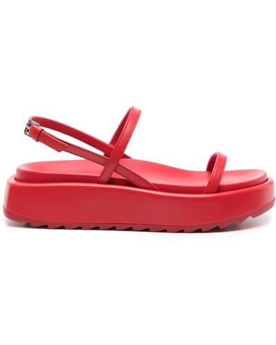 Plan C Chunky-sole Leather Sandals - Red