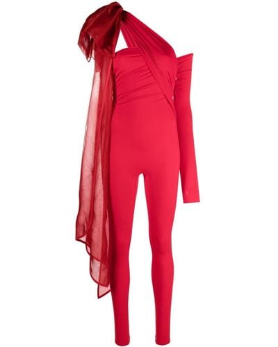 Atu Body Couture Bow-detail Asymmetric Jumpsuit - Red