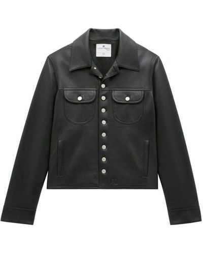 Courreges Trucker Leather Jacket - Black