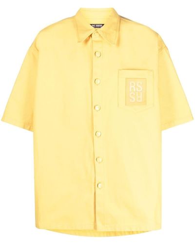 Raf Simons Logo-patch Denim Short-sleeved Shirt - Yellow