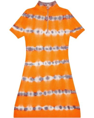 DIESEL M-zafora Tie-dye Half-zip Wool Minidress - Orange