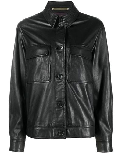 Paul Smith Ps Button-up Leather Shirt Jacket - Black