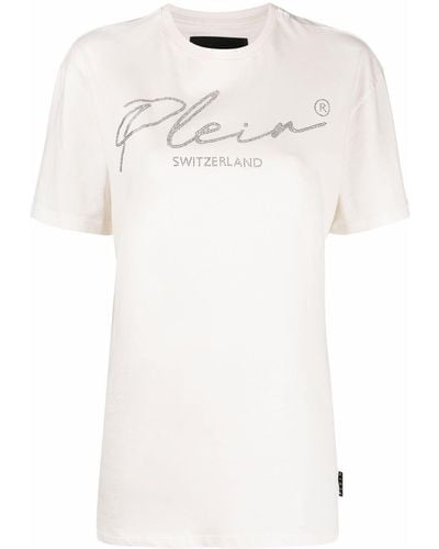 Philipp Plein T-shirt Met Kristallen Logo - Wit