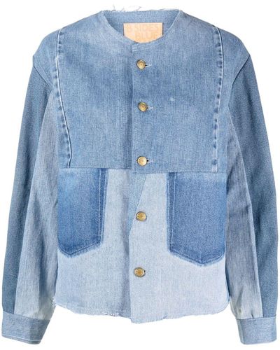 B Sides Jeansjacke im Patchwork-Look - Blau