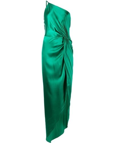 Michelle Mason Knot-detail One-shoulder Gown - Green