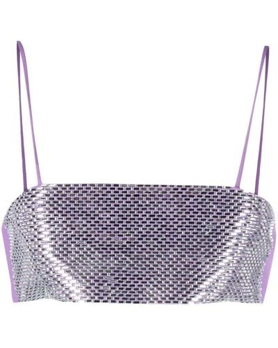 GIUSEPPE DI MORABITO Crystal-embellished Cropped Top - Purple