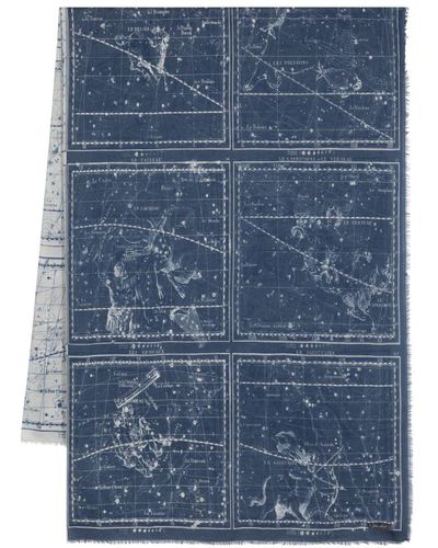 Faliero Sarti Graphic-print Fringed Scarf - Blue