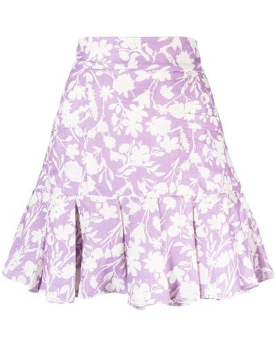 Bambah Arielle Ruffle-hem Linen Mini Skirt - Purple