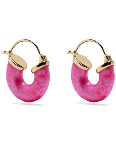 Anni Lu Stone-detail Hoop Earrings - Pink