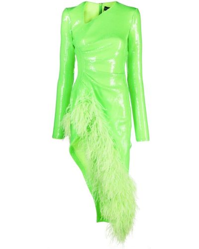 David Koma Sequin-embellished V-neck Midi Dress - Green