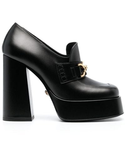 Versace Medusa Aevitas Leather Platform Loafers - Black