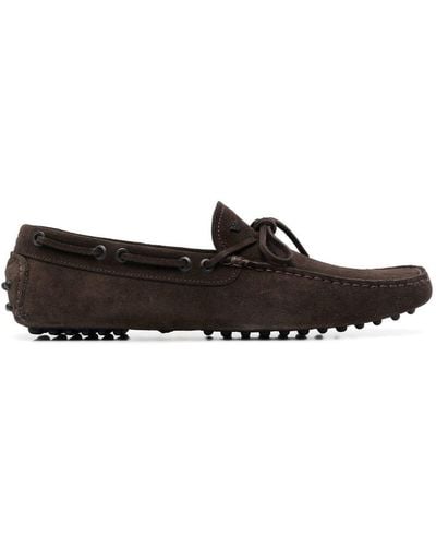 Emporio Armani Lace-up Leather Boat Shoes - Brown