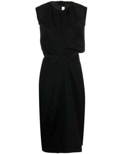 Quira Fitted-waist Sleeveless Dress - Black