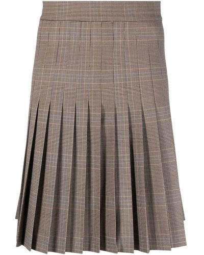 Moschino Checked Pleated Skirt - Brown