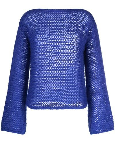 Forte Forte Open-knit Mohair-blend Jumper - Blue