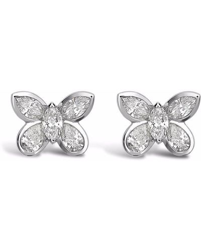 Pragnell 18kt White Gold Butterfly Diamond Stud Earrings - Metallic