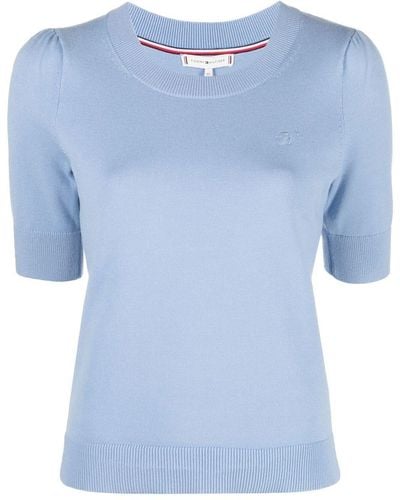 Tommy Hilfiger Short-sleeve Knitted Top - Blue