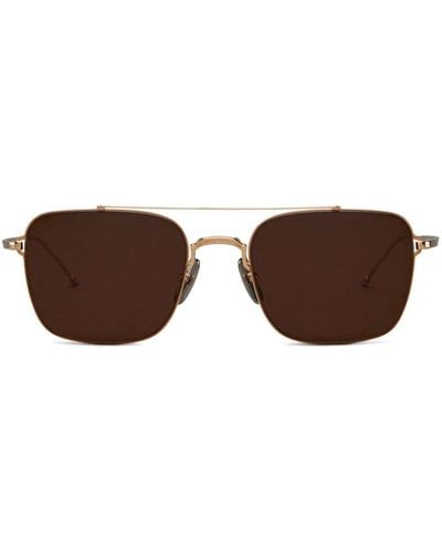 Thom Browne Tb120 Pilot-frame Sunglasses - Brown