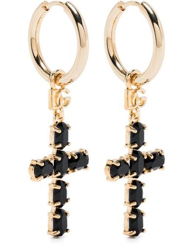 Dolce & Gabbana Cross-charm Drop Earrings - White