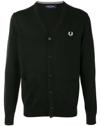 Fred Perry Cárdigan con logo bordado - Azul