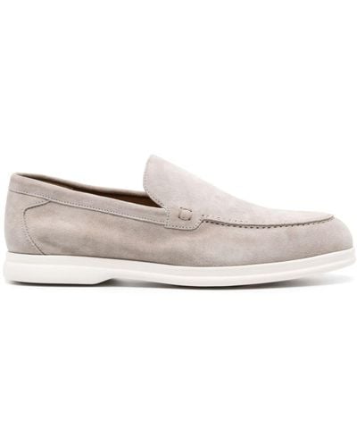 Doucal's Moc-stitching Suede Loafers - White