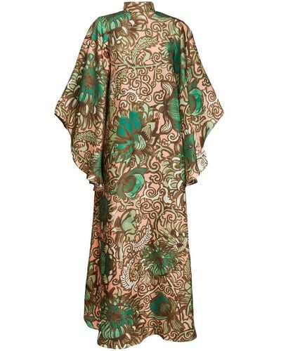 La DoubleJ Robe longue Magnifico à fleurs - Vert