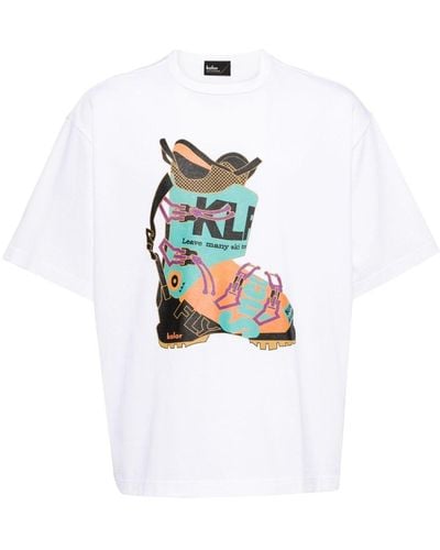 Kolor T-Shirt mit grafischem Print - Weiß