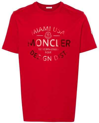 Moncler Katoenen T-shirt Met Logoprint - Rood