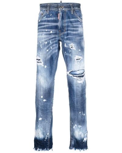 DSquared² Distressed-finish Slim-fit Jeans - Blue