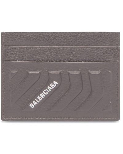 Balenciaga Porte-cartes en cuir à détail embossé - Gris