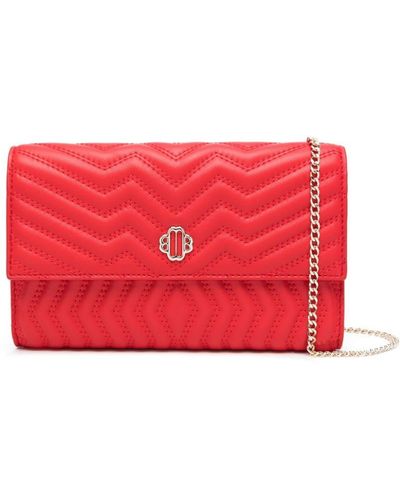 Maje Leather Chain Wallet - Red