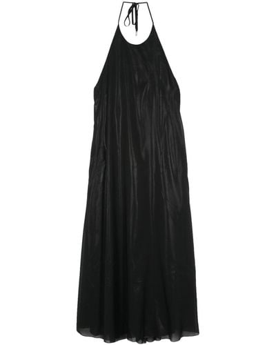 Peserico Lamé Halterneck Maxi Dress - Black
