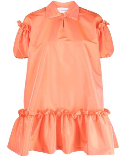 Viktor & Rolf Ruffle-trim Short-puff Sleeve Minidress - Orange