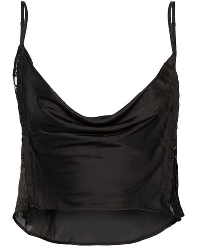 Y. Project Sheer-lace Draped Top - Black
