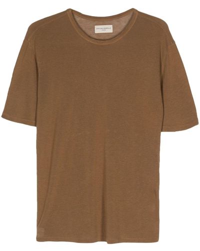 Officine Generale Textured Crew-neck T-shirt - Brown