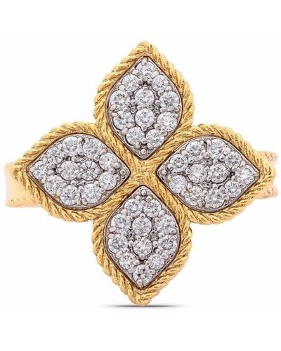 Roberto Coin Anillo Princess Flower en oro amarillo de 18kt con diamantes - Metálico
