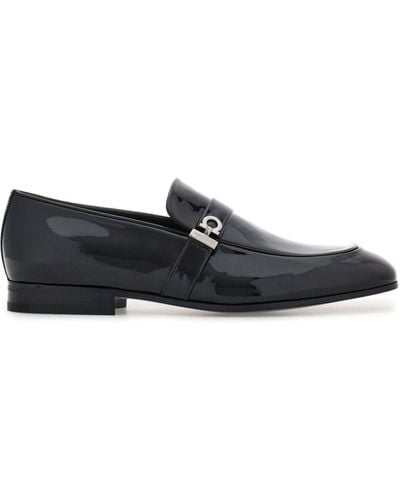 Ferragamo Gancini Patent-leather Loafers - Black