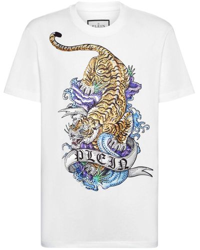 Philipp Plein T-shirt en coton à imprimé graphique - Blanc