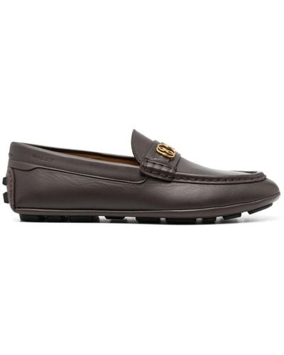 Bally Logo-plaque Leather Moccasins - Gray