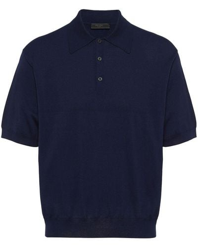 Prada Poloshirt mit tiefen Schultern - Blau