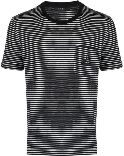 IRO Logo-embroidered Striped T-shirt - Black