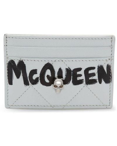 Alexander McQueen Porte-cartes matelassé à logo - Blanc
