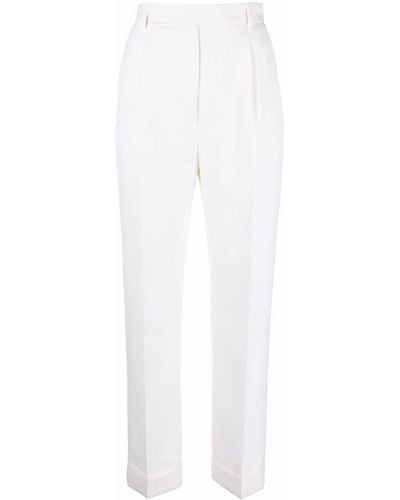 Saint Laurent Pantalon de tailleur en laine - Blanc