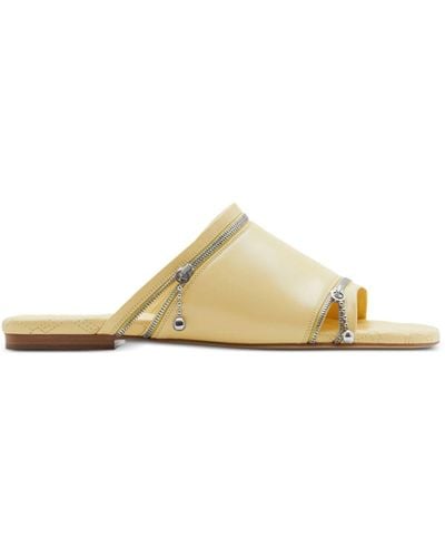 Burberry Zip-detail Leather Slides - Metallic