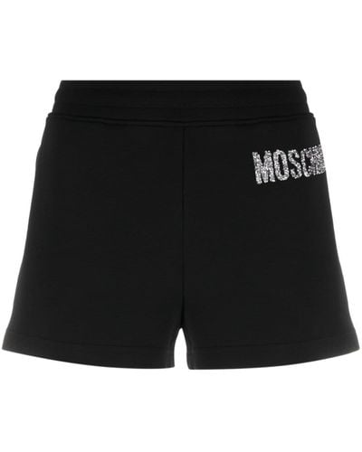 Moschino Logo-embellished Organic Cotton Shorts - Black