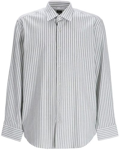 BOSS Joe Striped Cotton Shirt - Grey