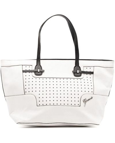 Guess USA Micro-dot Shopper Tote Bag - White