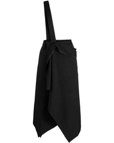 Yohji Yamamoto Falda drapeada ajustable - Negro