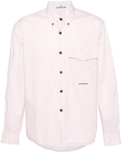 Stone Island Logo-print Cotton Shirt - Pink