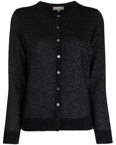 N.Peal Cashmere Fine-knit Lurex Cardigan - Black